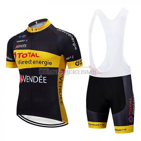 Abbigliamento Ciclismo Direct Energie Manica Corta 2019 Nero Giallo